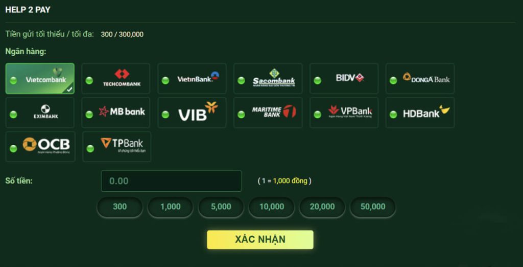 Người chơi tại FB88 có thể nạp tiền bằng các ngân hàng lớn tại Việt Nam